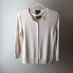 Ralph Lauren  cream sweater set with pearl button